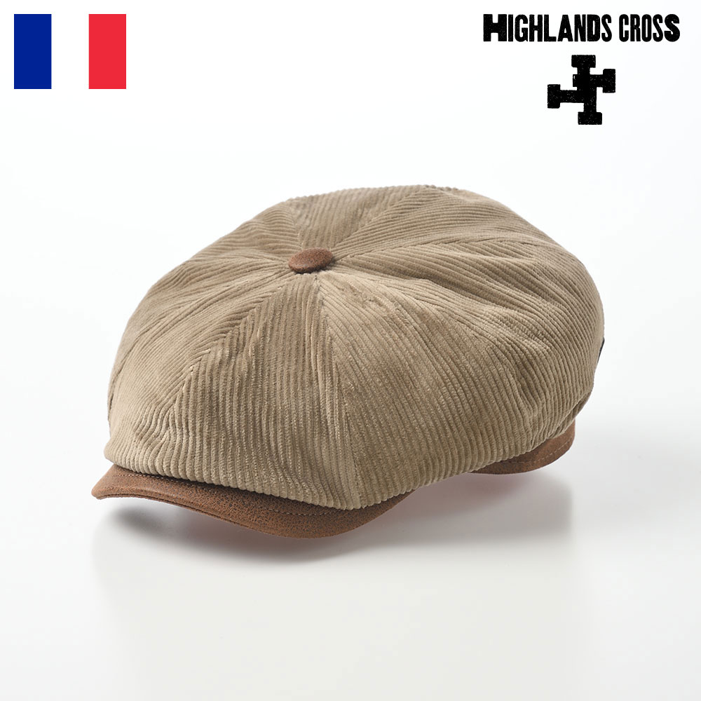 HIGHLANDS CROSS コーデュロイ キャスケット帽 メンズ レディース 秋 冬 帽子 キャップ CAP ニュースボーイキャップ 大きいサイズ おしゃれ シンプル レディース フランス ブランド ハイランドクロス Campbell Cotton 002(キャンベル コットン) ベージュ