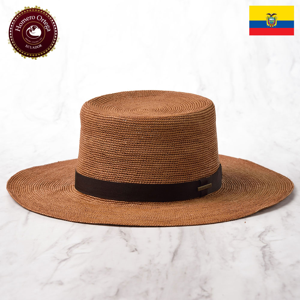 パナマハット パナマ帽子 メンズ レディース 帽子 春夏 大きいサイズ ボーターハット カンカン帽 麦わら帽子 ストローハット エクアドル製 ギフト 送料無料 あす楽 Homeroortega オメロオルテガ Amish Croche アーミッシュクロッシェ ブラウン Iconnect Zm