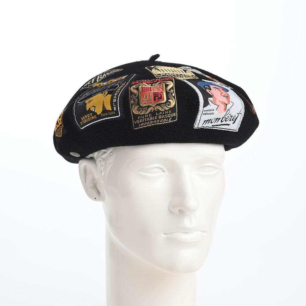 ロレール ベレー帽 可愛い メリノウール 個性派 ワッペン装飾 レディース 冬 ベーシック 帽子 チョボ付き ユニセックス メンズ おしゃれ 秋 ブランド