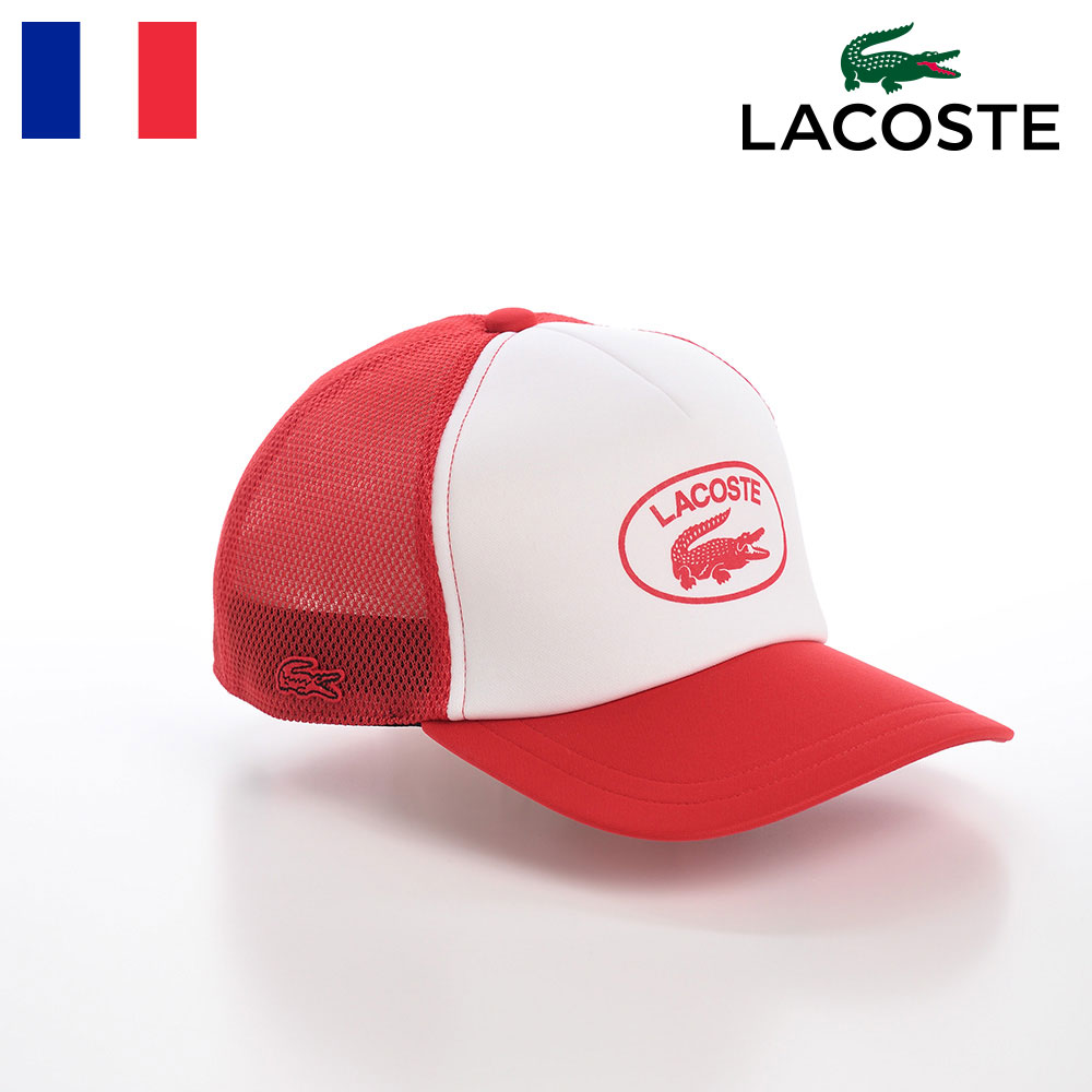 LACOSTE ラコステ 帽子 ロゴキャップ CAP 春 夏 秋 冬 メンズ レディース ベースボールキャップ カジュアル シンプル ワニロゴ スポーツ オールシーズン フランスブランド OVAL LOGO MESH CAP(オーバルロゴメッシュキャップ) L1264 レッド