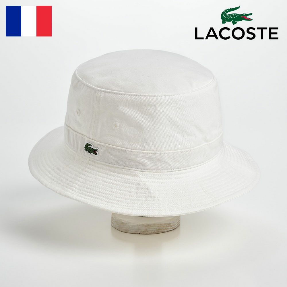 LACOSTE バケットハット 帽子 メンズ レディース 春 夏 秋 冬 サファリハット カジュアル シンプル ロゴ 折りたためる アウトドア ユニセックス オールシーズン 送料無料 ラコステ COTTON SAFALI HAT(コットン サファリハット) L3981 ホワイト