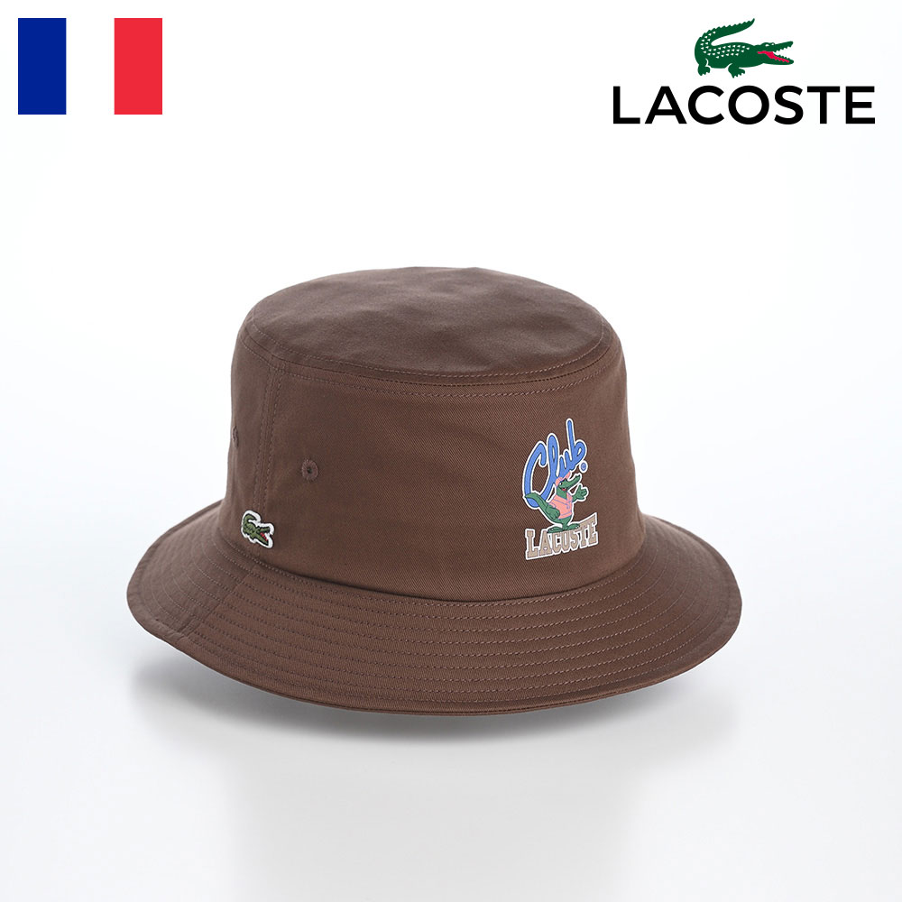 LACOSTE ラコステ バケットハット 帽子 メンズ レディース 春 夏 秋 冬 サファリハット カジュアル シンプル 折りたためる アウトドア タウンユース ユニセックス オールシーズン ANIMATION BUCKET HAT(アニメーションバケットハット) L1293 ブラウン