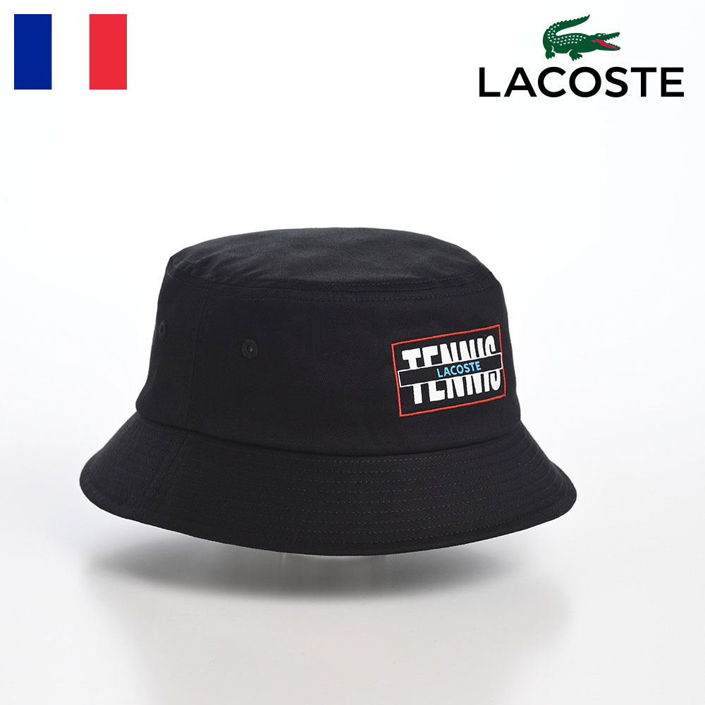 LACOSTE ラコステ バケットハット 帽子 メンズ レディース 春 夏 秋 冬 サファリハット カジュアル シンプル アウトドア ユニセックス オールシーズン TENNIS GRAPHIC TWILL BUCKET HAT(テニスグラフィックツイルバケットハット) L7127 ブラック