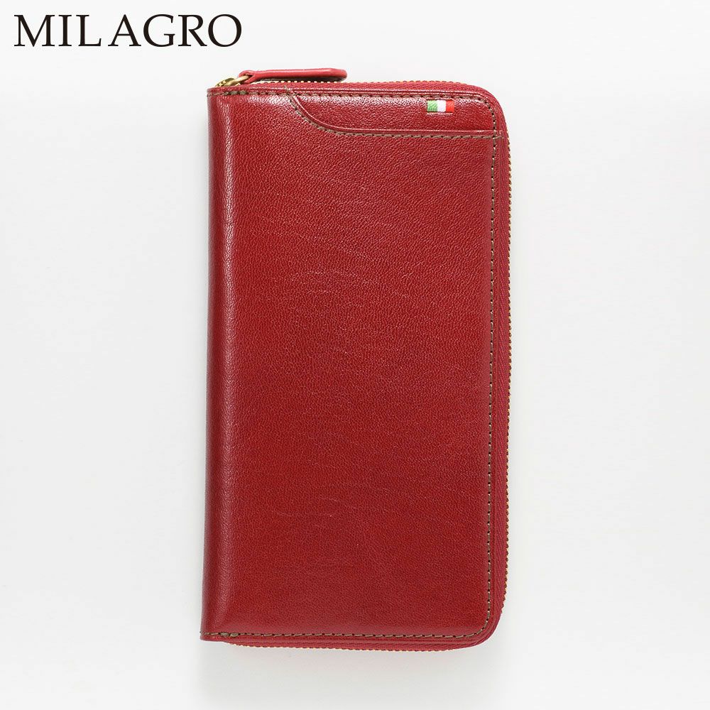 Milagro ミラグロ 長財布 ロングウォレット メンズ 牛革 本革 ブランド スリム 大容量 ラウンドファスナー ICカード ボックス型小銭入れ プレゼント お祝い 記念日 イタリアンレザー ギャルソン ウォレット CA-S-644 バーガンディー