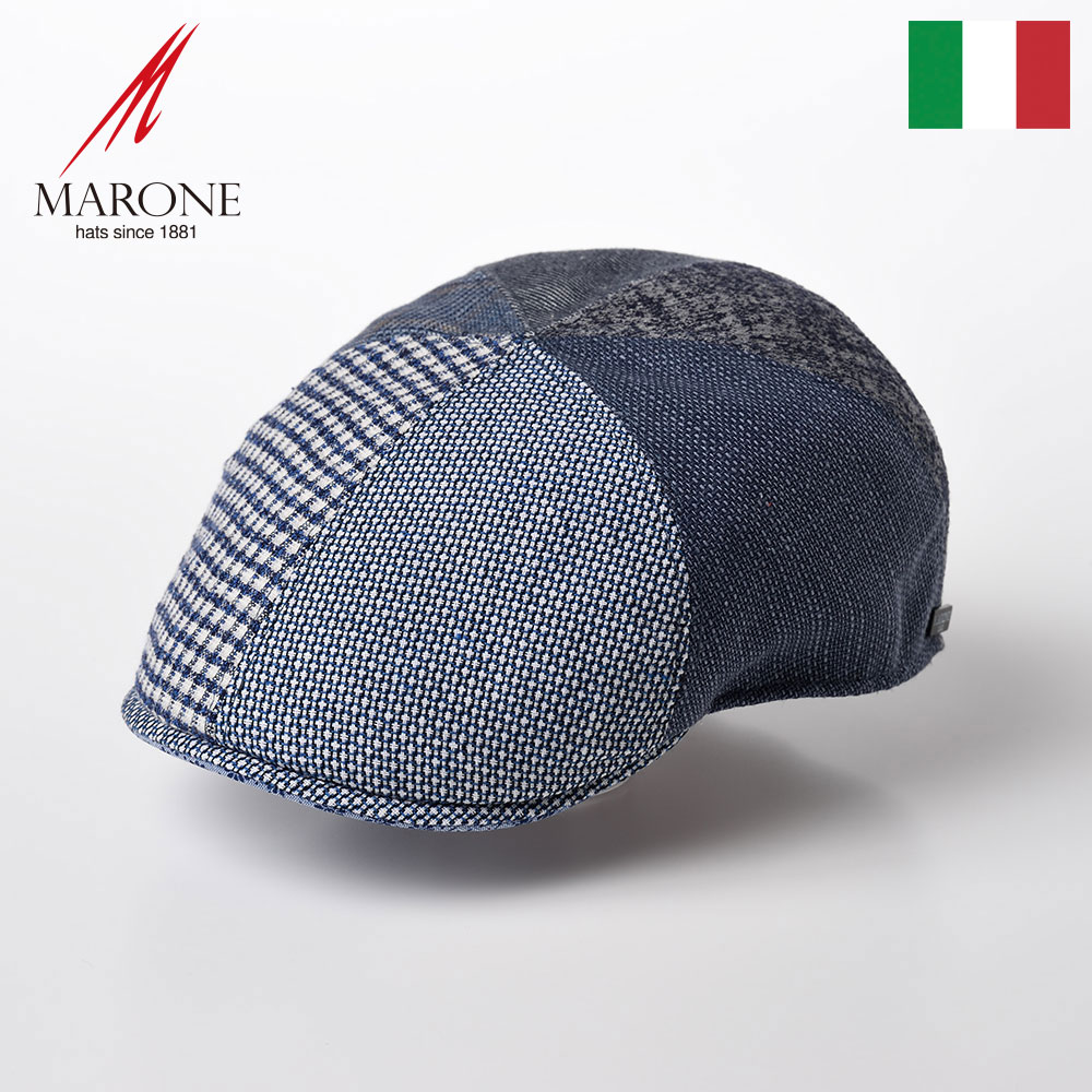 ハンチング キャスケット Marone ハンチング帽 メンズ 春 夏 帽子 キャップ Cap ハンチングベレー 鳥打帽 大きいサイズ レディース 送料無料 ギフト プレゼント あす楽 イタリアブランド マローネ Detroit Six Panel デトロイト シックスパネル Ct656 ブルー メンズ