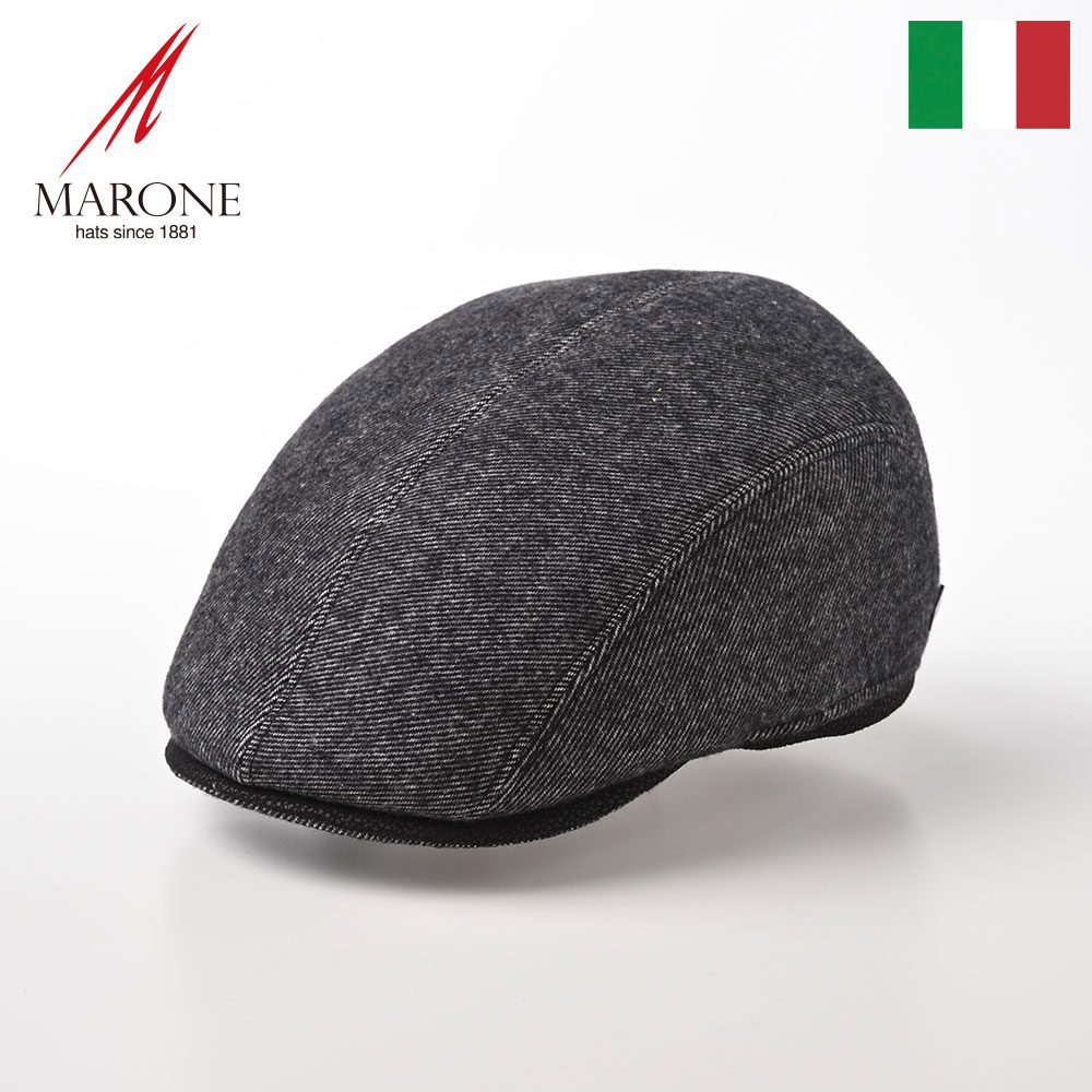 Marone ハンチング帽 メンズ 秋 冬 帽子 大きいサイズ キャップ Cap ハンチングベレー 鳥打帽 カジュアル 普段使い ツートン おしゃれ レディース 送料無料 あす楽 イタリアブランド マローネ Quattro Colori クアトロ コローリ Bt927 ブラック 21春夏新色
