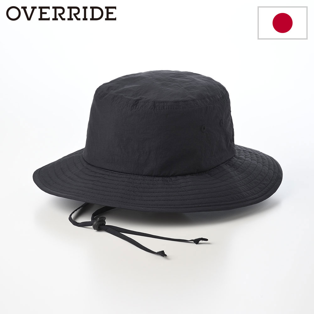 OVERRIDE オーバーライド サファリハット 帽子 メンズ レディース カジュアル おしゃれ 紳士帽 ファッション小物 ブランド OR REC NL ADVENTURE HAT SG（リサイクルナイロン アドベンチャーハット） ブラック