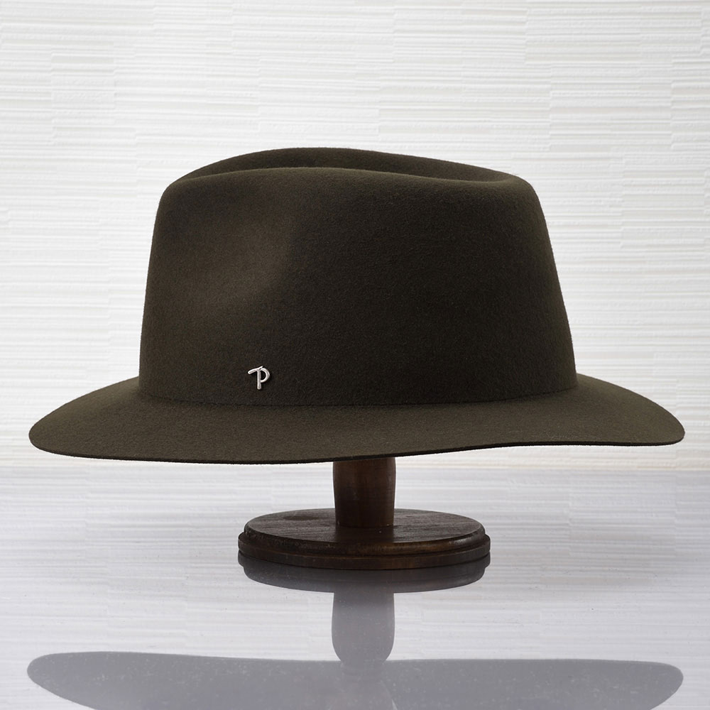 フェルトハット メンズ 帽子 中折れハット 秋 冬 大きいサイズ シンプル リボンなし ソフトハット レディース 紳士帽 ラビットフェルト100 ダークグリーン M L Xl 父の日 あす楽 ブランド Panizza イタリア製 Latina Amiata ラティーナ アミアタ Darkgreen