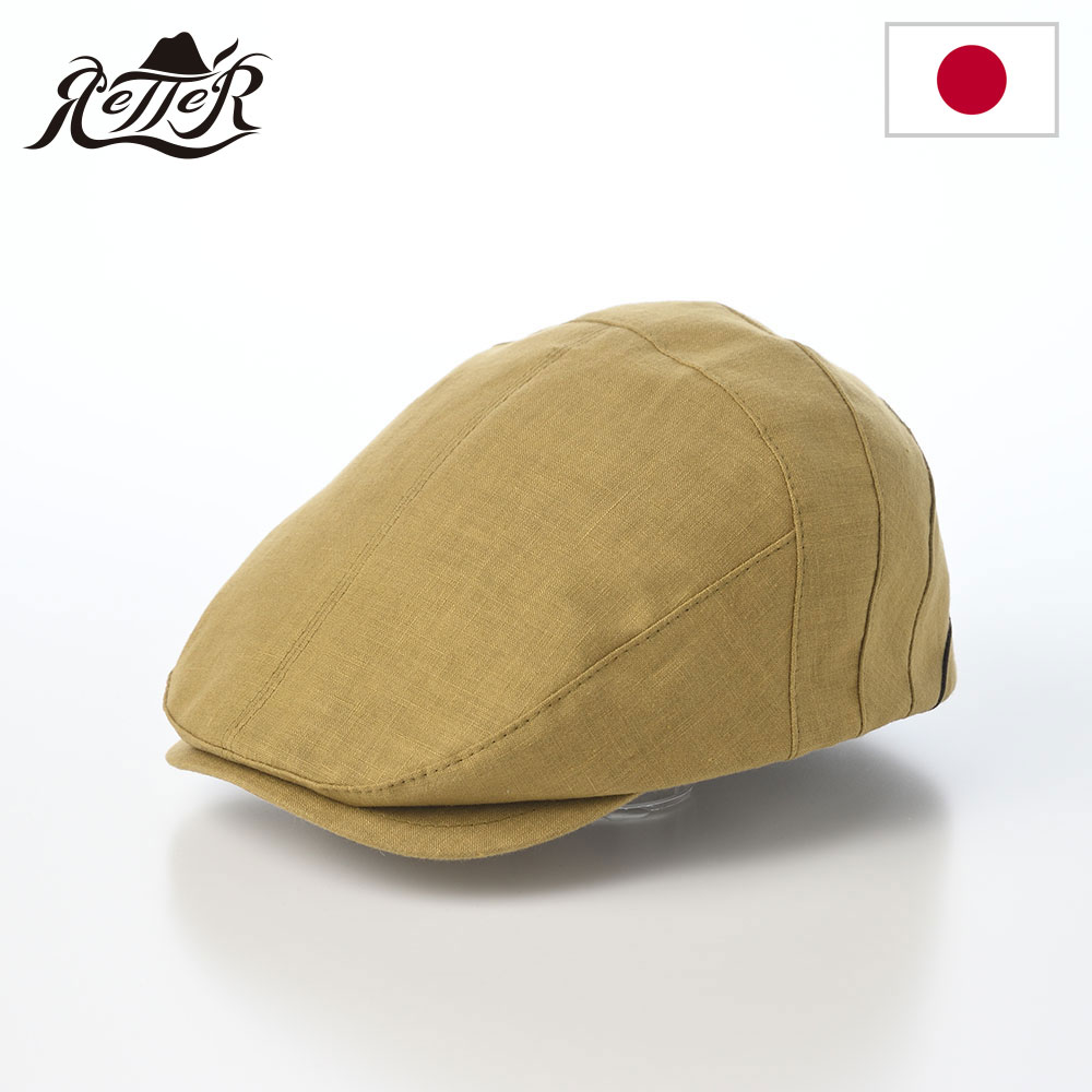レザーハンチング帽 キャップ メンズ レディース 日本製 春 夏 本革 大きいサイズ 日本ブランド リネン Belgian Linen Hunting RETTER 鳥打帽 レッター カーキ カジュアル ギフト プレゼント|メンズハット・帽子専門店 時谷堂