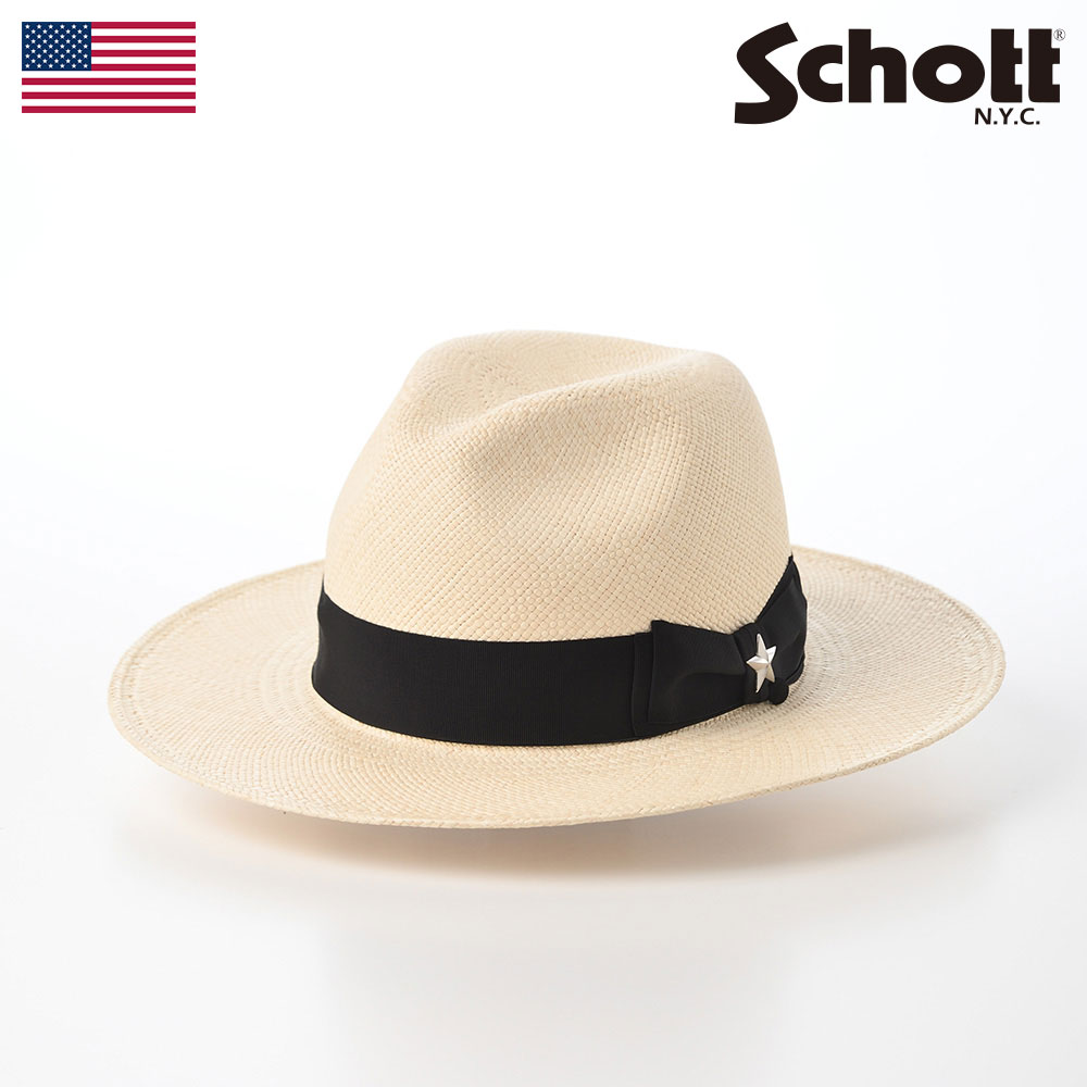 Schott ショット パナマハット メンズ レディース ONE STAR PANAMA HAT(ワンスター パナマハット)SC082 ナチュラル 帽子 天然トキヤ草 中折れハット エクアドル製 春夏|メンズハット・帽子専門店 時谷堂
