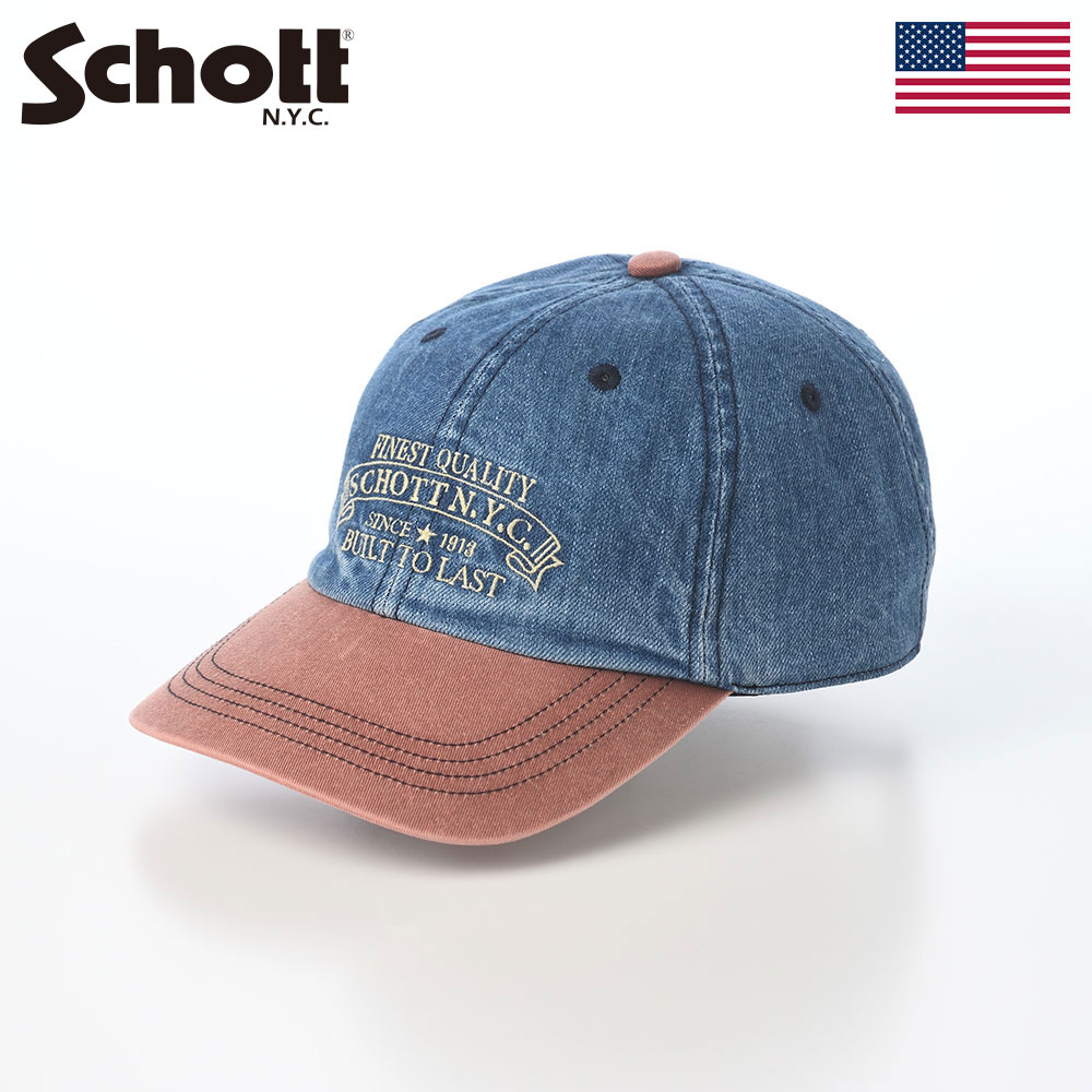 Schott ショット 帽子 ベースボールキャップ cap メンズ レディース ユニセックス ファッション小物 おしゃれ ブランド アメリカ アメカジ AGED DENIM EMB 6P CAP（エイジドデニム エンブロイダリー 6P キャップ） SC150 ブルー｜メンズハット・帽子専門店 時谷堂 8,833円
