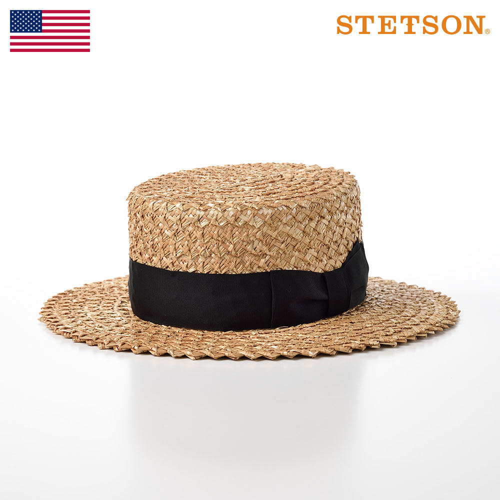 即発送可能 楽天市場 Stetson ボーターハット メンズ カンカン帽 麦わら帽子 ストローハット 春 夏 太めリボン クラシカル レトロ おしゃれ アメリカブランド 送料無料 あす楽 ギフト プレゼント イタリア製 ステットソン 花麦カンカン帽 Saw Braid ソーブレード