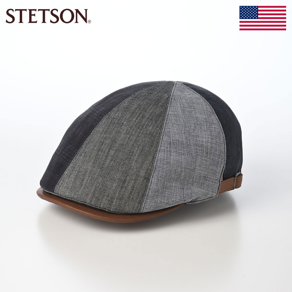 STETSON ステットソン ハンチング帽 キャップ 帽子 ブランド メンズ 春 夏 ハンチングベレー 鳥打帽 カジュアル おしゃれ シンプル 普段使い レディース アメリカ LINEN PATCHWORK HUNTING(リネンパッチワーク ハンチング) SE815 ネイビー