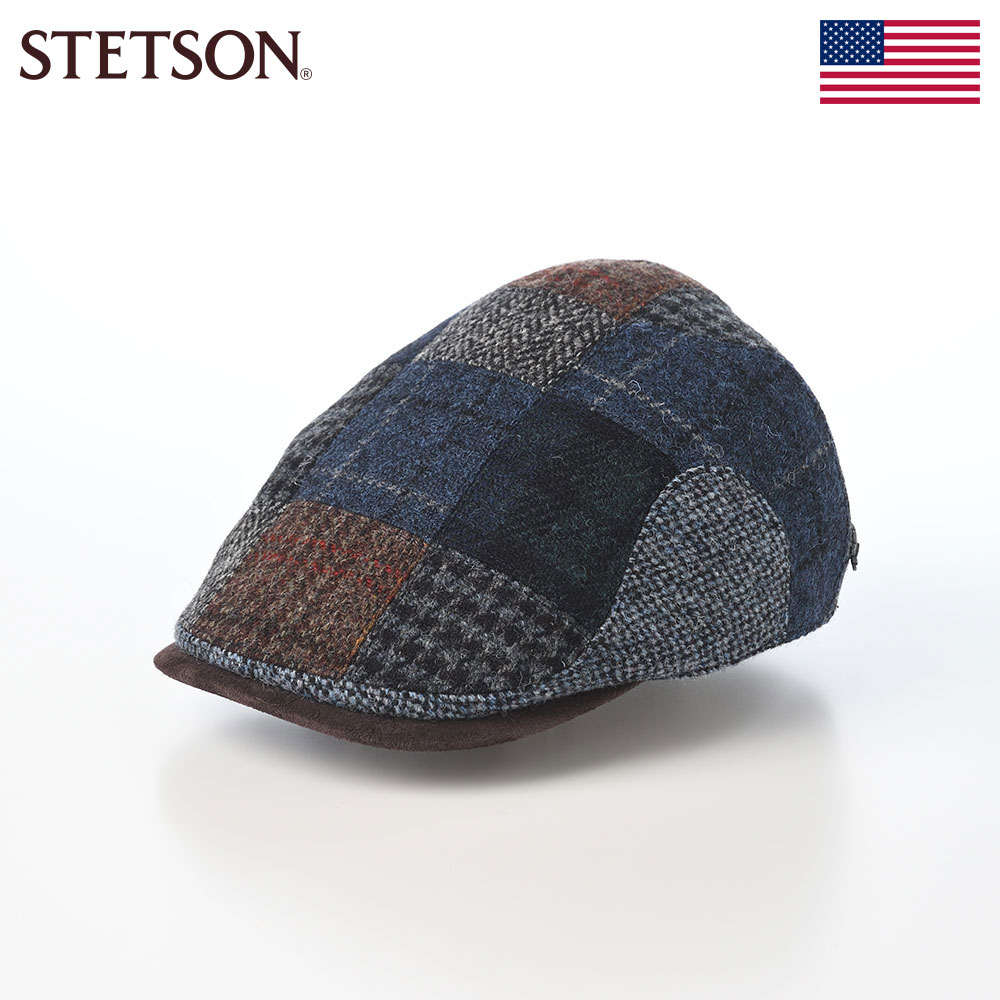 ハンチング帽 キャップ ハンチングベレー メンズ レディース 日本製 通年 アメリカ STETSON ステットソン HARRISTWEED FIVE PATCHWORK HUNTING SE841 鳥打帽 ネイビー カジュアル ギフト プレゼント|メンズハット・帽子専門店 時谷堂