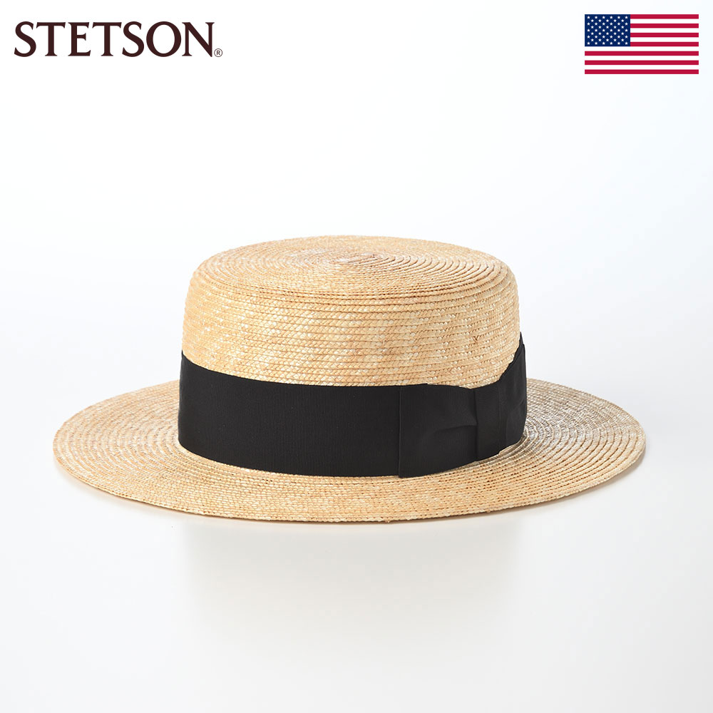 カンカン帽 メンズ レディース 日本製 春 夏 アメリカ STETSON ステットソン STRAW BRAID KANKAN HAT(ストローブレード カンカンハット) SE853 ベージュ|メンズハット・帽子専門店 時谷堂