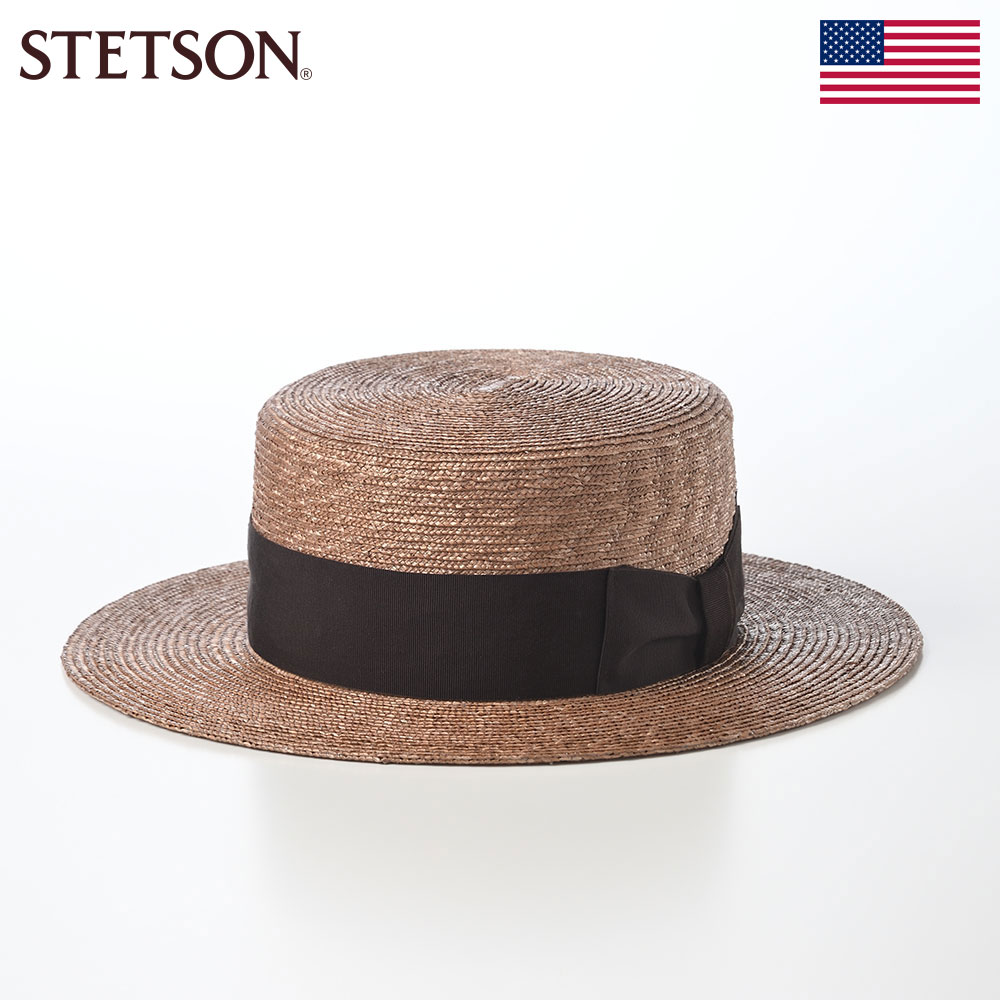 カンカン帽 メンズ レディース 日本製 春 夏 アメリカ STETSON ステットソン STRAW BRAID KANKAN HAT(ストローブレード カンカンハット) SE853 ブラウン|メンズハット・帽子専門店 時谷堂