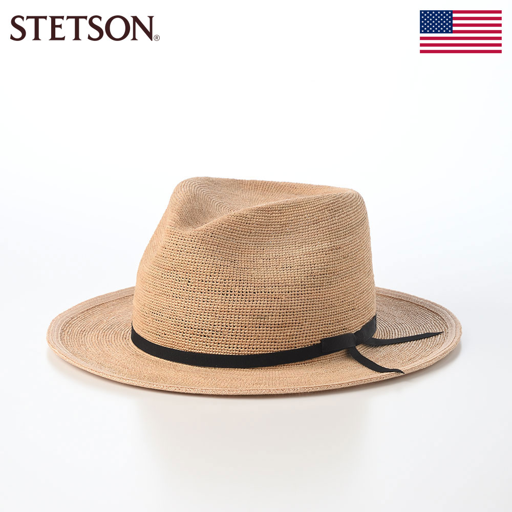 ラフィアハット メンズ レディース 日本製 春 夏 アメリカ 天然素材 STETSON ステットソン FINE AIR CROCHET RAFFIA SE895 ナチュラル 熱中症 暑さ UV 紫外線対策 リゾート 旅行 ギフト プレゼント|メンズハット・帽子専門店 時谷堂