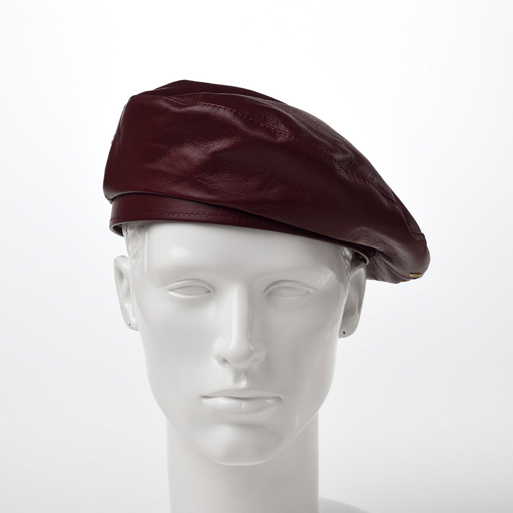 ベレー帽 メンズ レディース メンズ ブランド レザー 本革 Beret 牛革 ポーランド製 Rebel 秋冬 帽子 ユニセックス アーミーベレー ミリタリーベレー 紳士 大きいサイズ ワインレッド S M L Xl プレゼント 送料無料 あす楽 ステルコフスキー Rebel Leather Beret