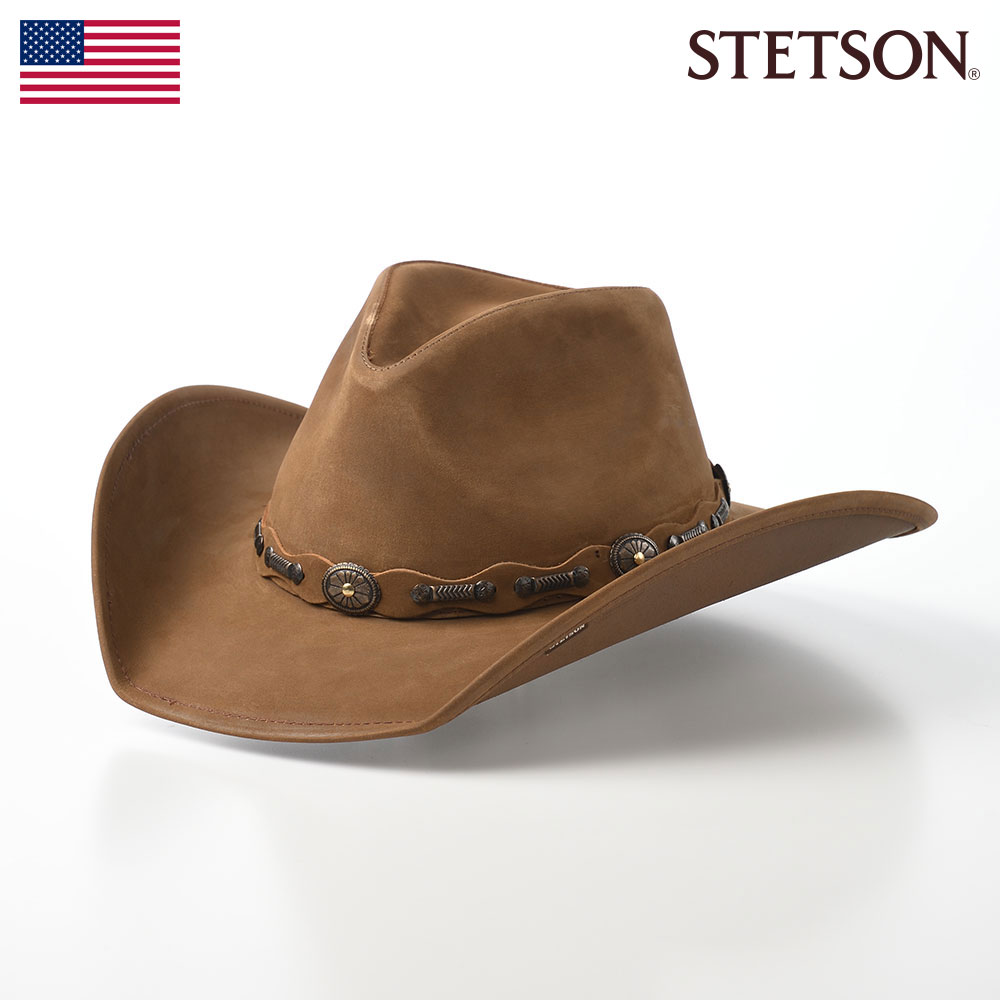 STETSON ステットソン ウエスタンハット レザー 本革 帽子 メンズ レディース ブランド カウボーイ テンガロン 中折れ つば広 紳士帽 秋  冬 大きいサイズ カジュアル ワイルド ビンテージ ハード おしゃれ あす楽 アメリカ ROXBURY ロックスベリー ST906 キャメル 【公式】