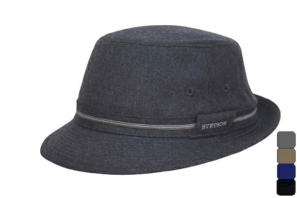 STETSONステットソン 長い間活躍する薄手ウール フラノ 定番 日本製 メンズハット サイズ調節付き S~LL (グレー/紺/茶/黒) ネイビー ブラウン ブラック アルペン 40代 50代 60代 70代 80代 ビジネス スーツ ジャケット 秋冬 SE124