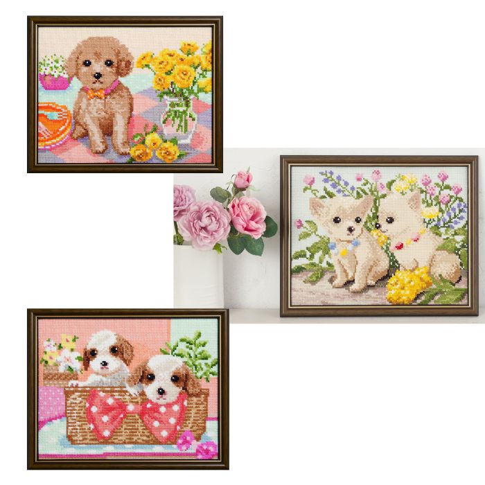 刺繍キット ルシアン Dog&Flower クロスステッチキット 各種 額は別売 中級向