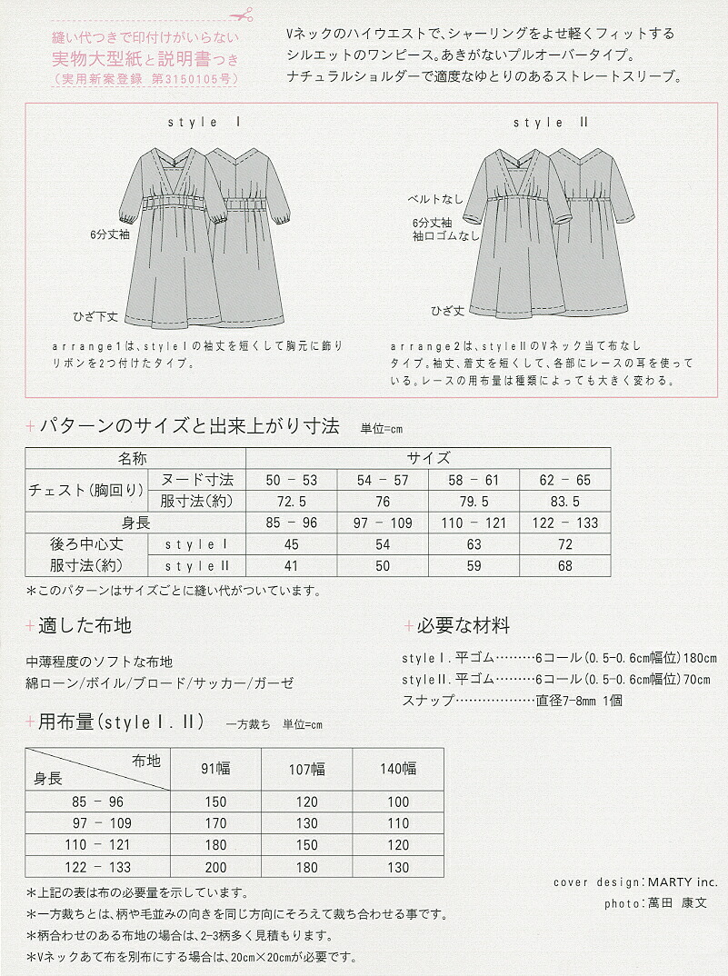 楽天市場 型紙 実物大 ｖネックシャーリングワンピース M140 ｍパターン研究所 旗の村松 手芸の村松