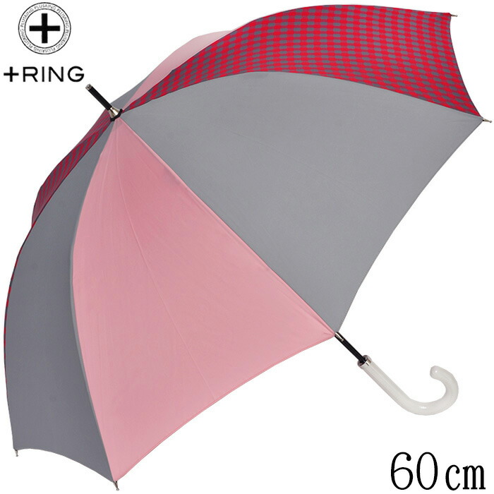 傘 レディース 60cm ×8本骨 長傘 雨傘 晴雨兼用 +RING プラスリング 手開き式 傘 レディース ブランド かさ グラスファイバー骨 撥水 軽量 傘 プレゼント ブランド おしゃれ かわいい UV UPF50+入学式 普段使い 誕生日 母の日