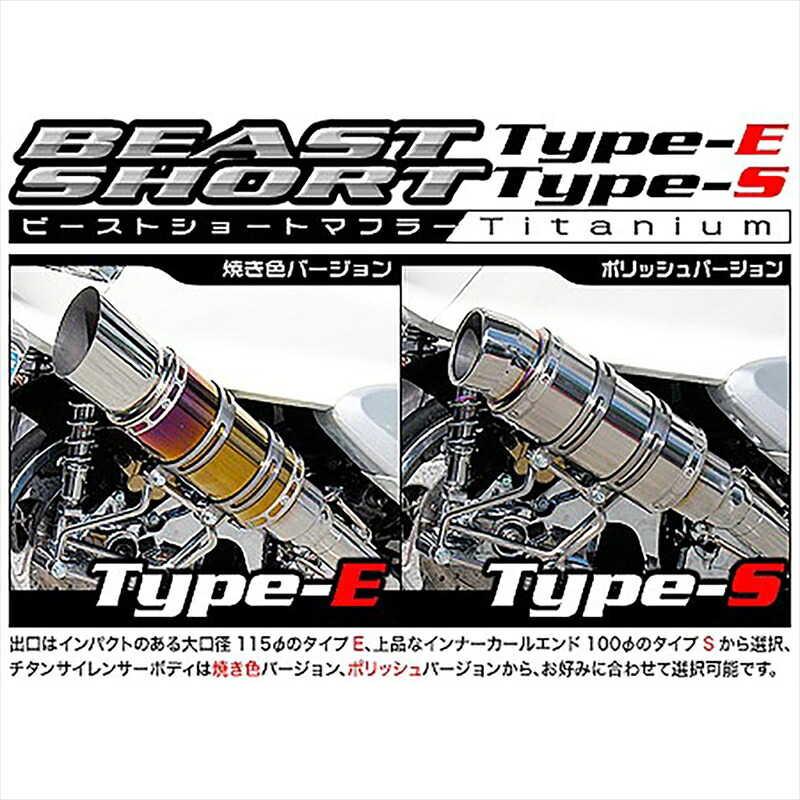 バイクパーツ マフラー ウイルズウィン ビーストショートマフラー タイプE/焼色 313-16-10 4547424582775 SKYWAVE250(CJ44/45/46)