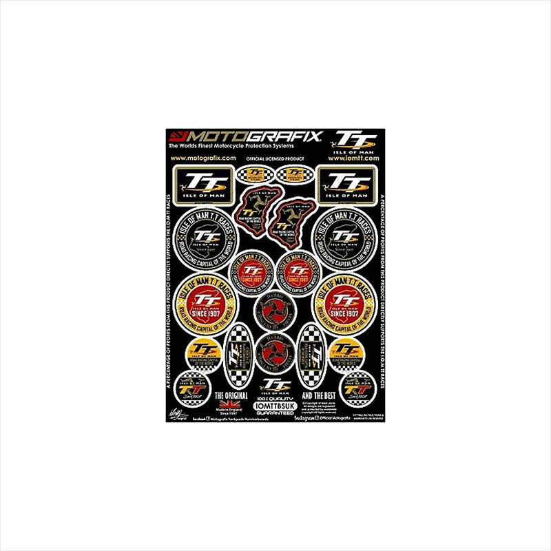 バイクパーツ アクセサリー モトグラフィックス BLACK 3D GEL BADGE KIT MT-IOMTTBSUK 4580041247511 20PCS Isle Of Man TT Races2022