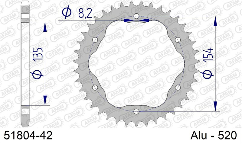 バイクパーツ AFAM(アファム) Rスプロケット 520-42 51804-42 4548916583379