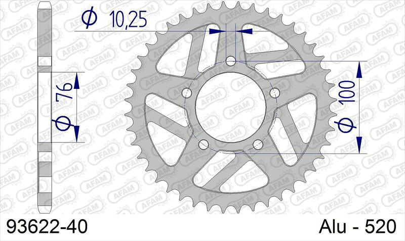 バイクパーツ AFAM(アファム) Rスプロケット アルミ 520-40 93622-40 4548916583645