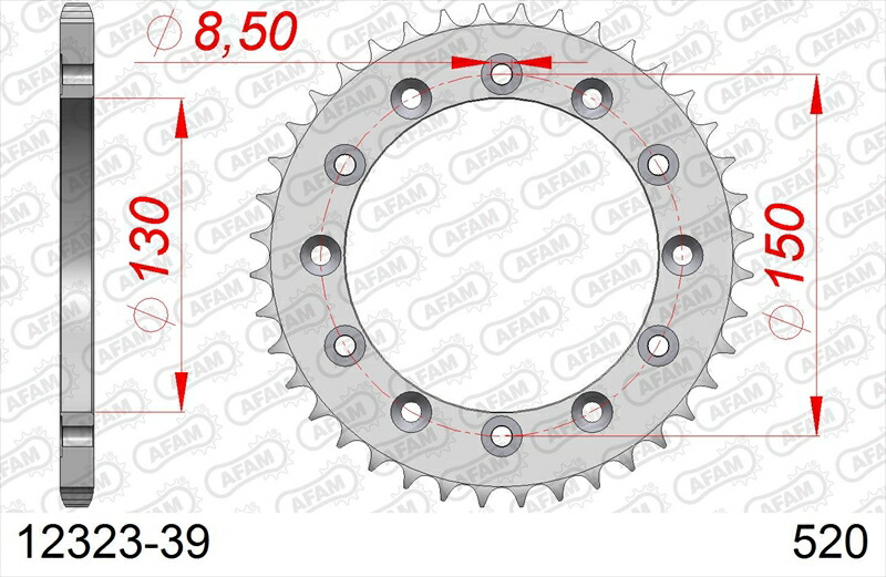 バイクパーツ AFAM(アファム) Rスチールスプロケット 520-39 12323-39 4548916683093