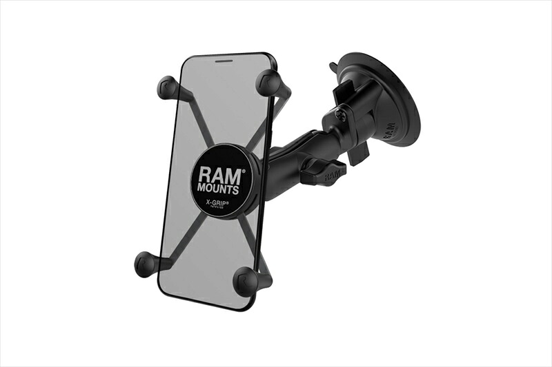 【5日前後で発送】バイクパーツ RAM MOUNTS(ラムマウント) Xグリップ M ＆ツイストロックサクションベースセット 標準アーム 吸盤径83.8mm 1インチボール RAM-B-166-UN10U 4550255714314