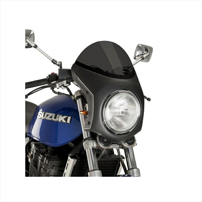 バイクパーツ 外装プーチ レトロフェアリング D.スモーク/カーボンP 9515F 4549950741381汎用(ヘッドライト直径195ｍｍタイプ)｜バイク用品はとやグループ2号店