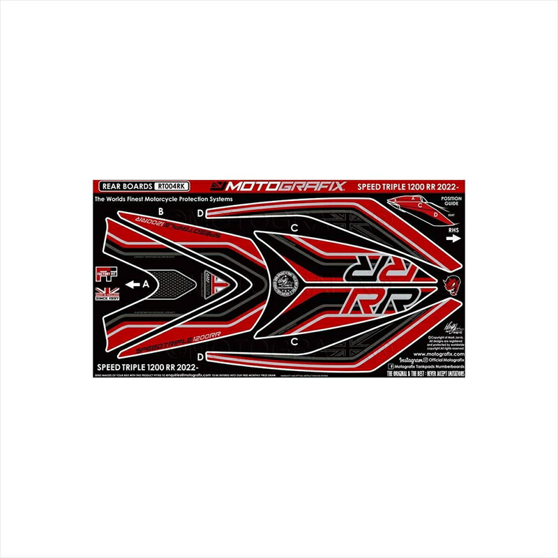 バイクパーツ アクセサリー モトグラフィックス REAR BODY PAD MT-RT004RK 4580041249379 Speed Triple1200RR(22/23)