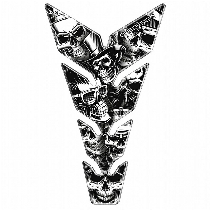 バイクパーツ 外装 プーチ タンクパッドブラック 20594N 4571415001600 (SKULL PARTY BLACK＆WHITE)汎用