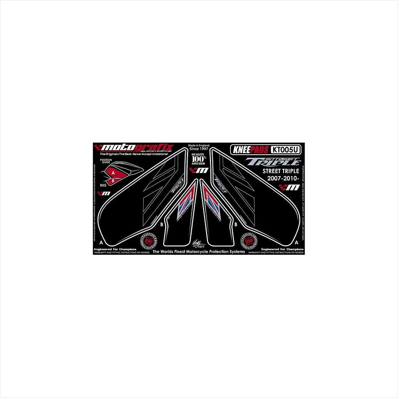 バイクパーツ アクセサリーモトグラフィックス ボディパッド KNEE MT-KT005U 4580041203098STREET TRIPLE 07-10｜バイク用品はとやグループ2号店