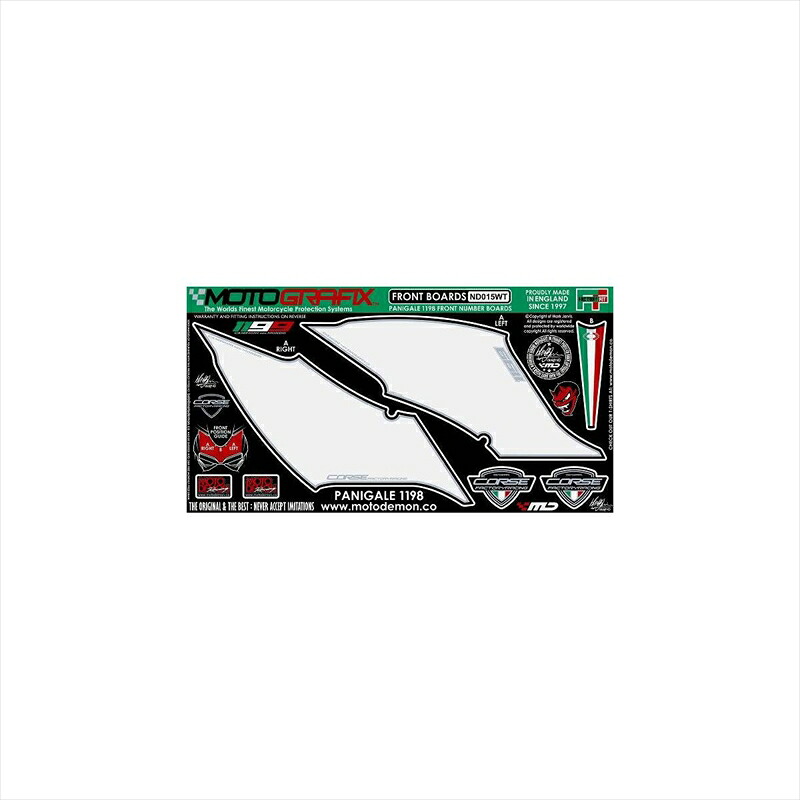バイクパーツ アクセサリーモトグラフィックス ボディパッド FRONT MT-ND015WT 45800412044461199PANIGALE 12-｜バイク用品はとやグループ2号店