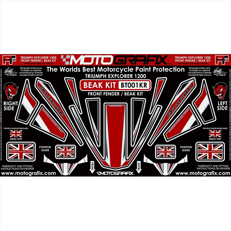 バイクパーツ アクセサリーモトグラフィックス ボディパッド BLK/RED MT-BT001KR 4580041224369Tiger1200 12-17｜バイク用品はとやグループ2号店