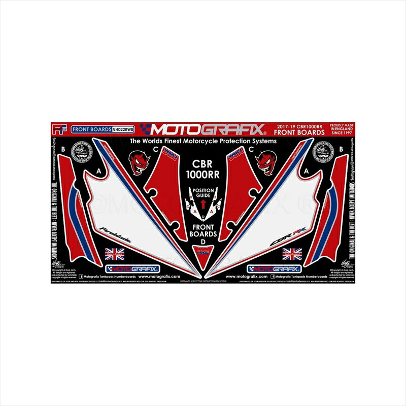 バイクパーツ アクセサリー モトグラフィックス ボディパッド FRONT MT-NH022RWB 4580041228282 CBR1000RR Fireblade 17-19