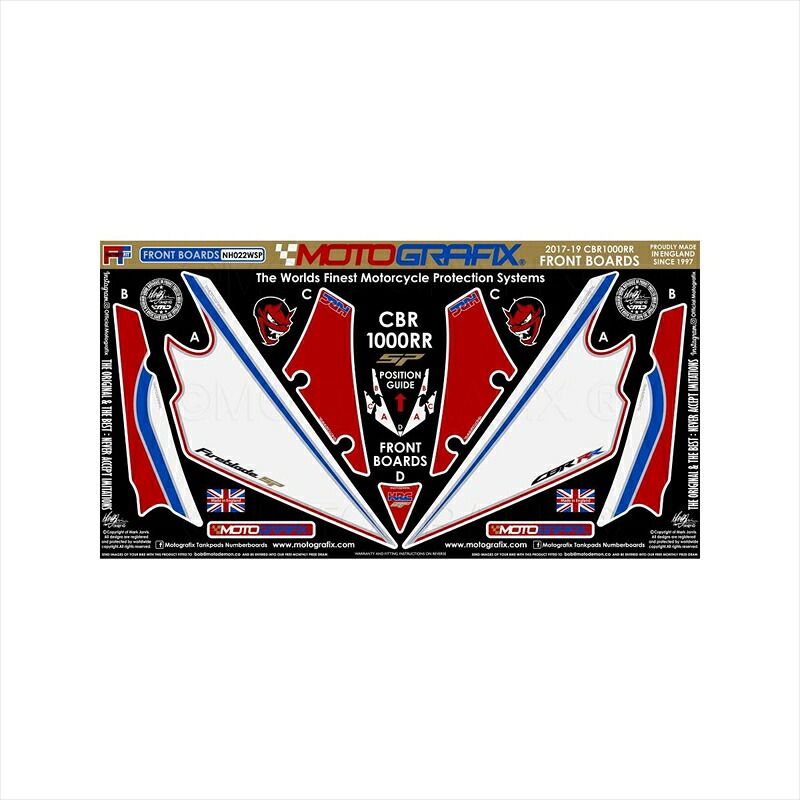 バイクパーツ アクセサリー モトグラフィックス ボディパッド FRONT MT-NH022WSP 4580041228305 CBR1000RR Fireblade/SP 17-19