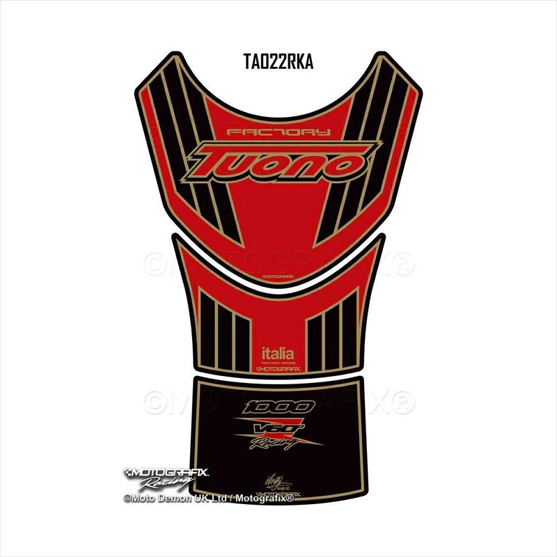 バイクパーツ 外装 モトグラフィックス タンクパッド RED/BLK/GLD MT-TA022RKA 4580041244015 APRILIA Tuono 01-05