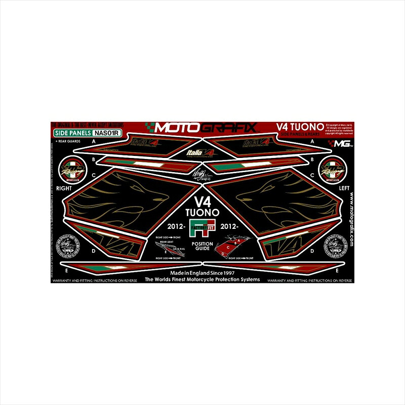 バイクパーツ アクセサリー モトグラフィックス ボディパッド SIDE BLK/RED MT-NAS01R 4580041203579 TUONO V4