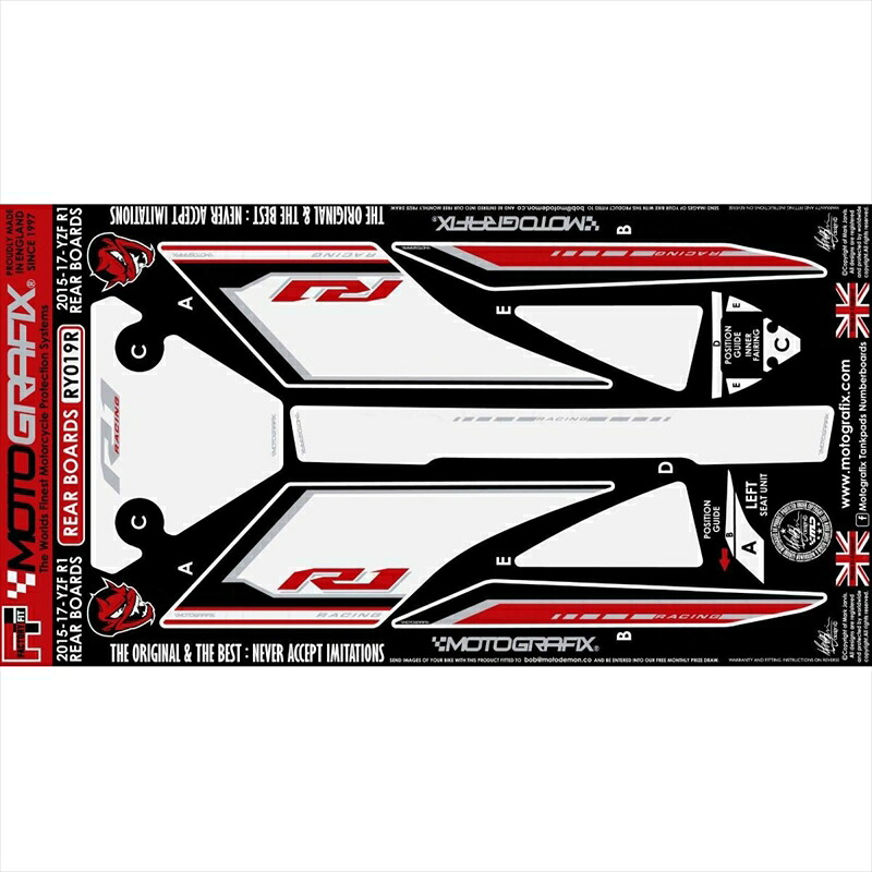 バイクパーツ アクセサリーモトグラフィックス ボディパッド RED/WHT MT-RY019R 4580041224468YZF-R1/M 15-17｜バイク用品はとやグループ2号店 12,024円