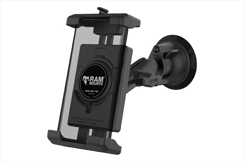 バイクパーツ RAM MOUNTS(ラムマウント) クイックグリッププロ クレイドルホルダー L ＆ツイストサクションベースセット 標準アーム 吸盤径83.8mm 1インチボール RAM-B-166-PD7U 4550646247360 14,025円