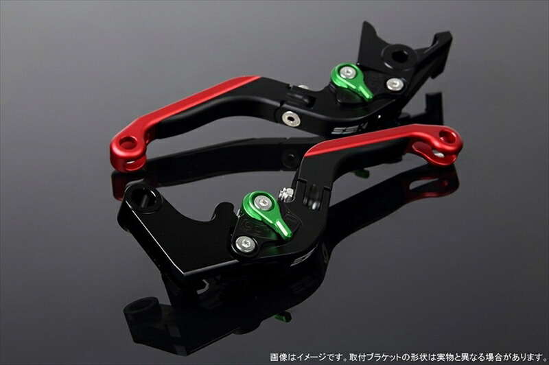 【5日前後で発送】バイクパーツ ハンドル エスエスケイ スピードラ アジャストレバー 可倒延長式 Mブラック/Mグリーン/MレッドGSX-R1000 07-08 LVGM049BK-GNRD 4580540639411
