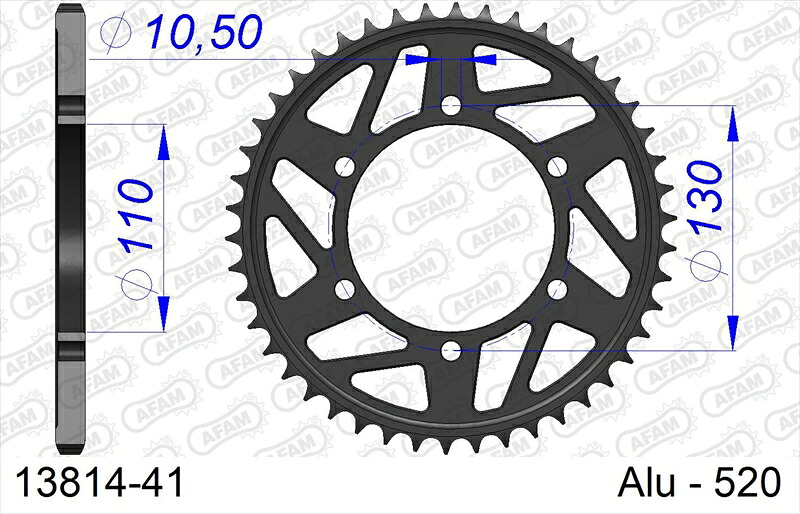 バイクパーツ AFAM(アファム) Rスプロケット 520-41 AUL BLACK 13814K-41 4550646342256