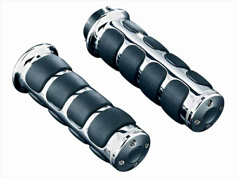 バイクパーツ ハンドルKURYAKYN(クリアキン) ISO グリップ クローム 1ペアT14-KUR62054548916218875|バイク用品はとやグループ2号店
