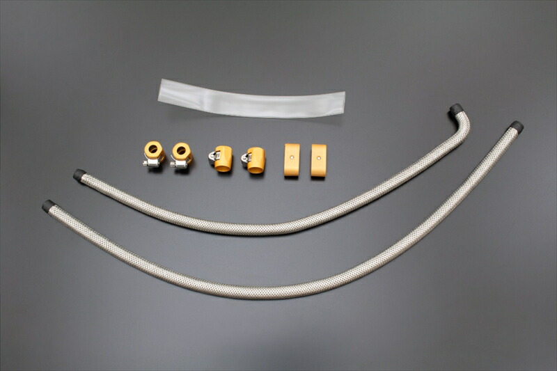 バイクパーツ PMC(ピーエムシー) ステンレスメッシュ オーバーフローホース ゴールド 189-2635 4589641462522