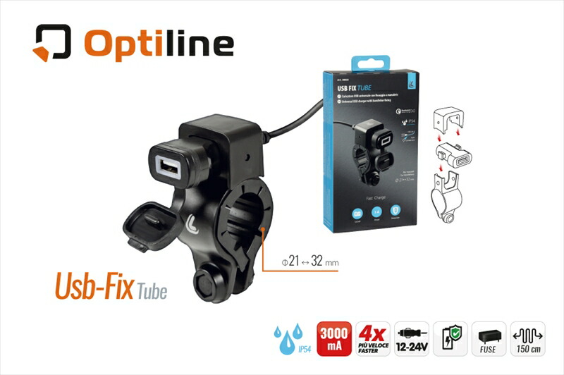 バイクパーツ 電子機器類 Optiline(オプティライン) LAMPA バーマウントUSB電源ポート 12/24V シングル 38832 8000692388327